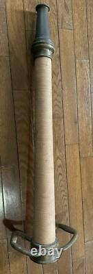 Vintage UNDERWRITERS Wrapped Brass Fire Hose Playpipe with Nozzle 31 inches Water