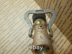 Vintage UNUSED Elkhart MFG Heavy Solid Brass 95 GPM Nozzle Navy Adjustable FIRE