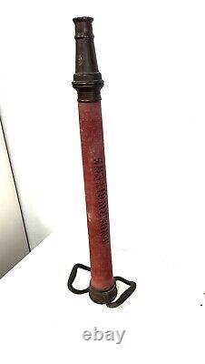 Vintage Underwriters 9-65 Wrapped Brass Fire Hose Playpipe with Nozzle 30 inches