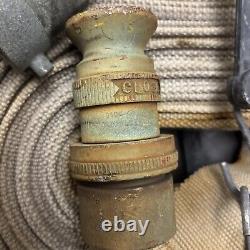 Vintage WD Allen Co. 100 ft Firehose and Brass Nozzle