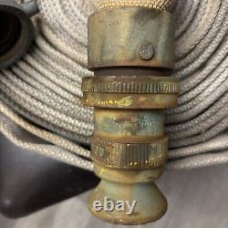 Vintage WD Allen Co. 100 ft Firehose and Brass Nozzle
