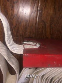 Vintage W. D. Allen 75' Fire Hose, Valve, 12 Brass Nozzle & Building Wall Rack