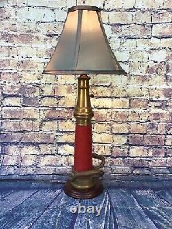 Vintage W. D. Allen Mfg. Chicago 3 in. Brass Red Cord fire Nozzle Custom Lamp