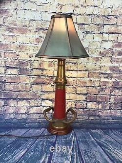 Vintage W. D. Allen Mfg. Chicago 3 in. Brass Red Cord fire Nozzle Custom Lamp