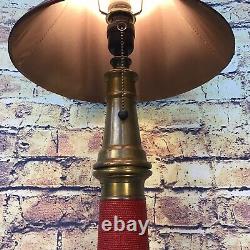 Vintage W. D. Allen Mfg. Chicago 3 in. Brass Red Cord fire Nozzle Custom Lamp