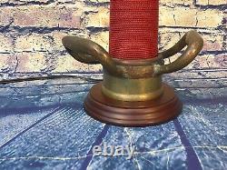 Vintage W. D. Allen Mfg. Chicago 3 in. Brass Red Cord fire Nozzle Custom Lamp