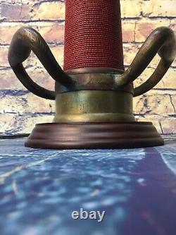 Vintage W. D. Allen Mfg. Chicago 3 in. Brass Red Cord fire Nozzle Custom Lamp