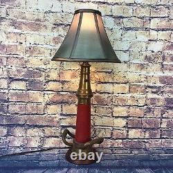 Vintage W. D. Allen Mfg. Chicago 3 in. Brass Red Cord fire Nozzle Custom Lamp