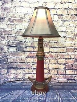 Vintage W. D. Allen Mfg. Chicago 3 in. Brass Red Cord fire Nozzle Custom Lamp