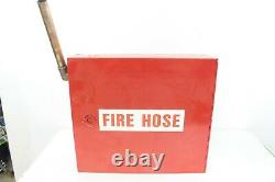 Vintage Wall Mount FIRE HOSE Reel Metal Box Brass Nozzle Industrial