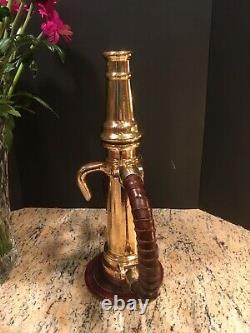 Vintage Wooster 21/2 Brass Fire Nozzle By Akron Brass Co. / Leather Hd