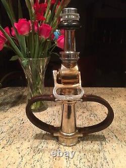 Vintage Wooster brass 21/2 in. Play Pipe W leather hd. Fire Nozzle & Shut Off