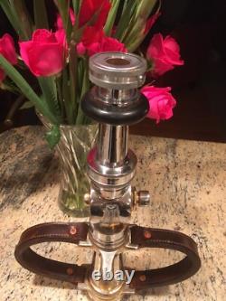 Vintage Wooster brass 21/2 in. Play Pipe W leather hd. Fire Nozzle & Shut Off