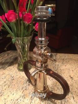 Vintage Wooster brass 21/2 in. Play Pipe W leather hd. Fire Nozzle & Shut Off