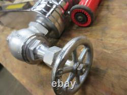 Vintage allenco fire hose bowes hose rack, spanner, brass valves & wall cabinet