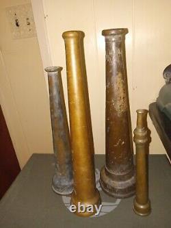 Vintage antique brass fire nozzles lot 4, PAWHATAN B&T Works and others