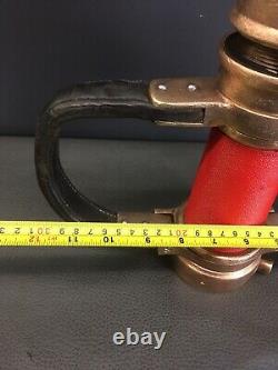 Vintg. COLT LEVER SHUT OFF / play pipe /leather hds. Red cord fire nozzle 4/1936