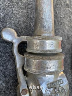Vtg Akron Ball Solid Brass Fire Hose Nozzle Marked Engine 3 1746608 2283985