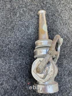 Vtg Akron Ball Solid Brass Fire Hose Nozzle Marked Engine 3 1746608 2283985