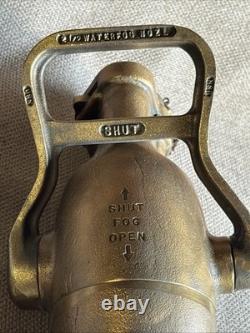 Vtg Akron Brass Fire Hose Nozzle USN United States Navy Water FogWeight 18 lb