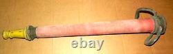 Vtg Antique Fireman's Fire Truck Large Cord Wrapped Playpipe + Brass Hose Nozzle