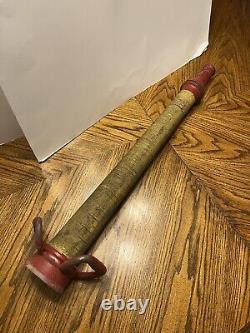 Vtg Antique Made In USA Solid Brass Firefighter Fire Hose Nozzle Long Red