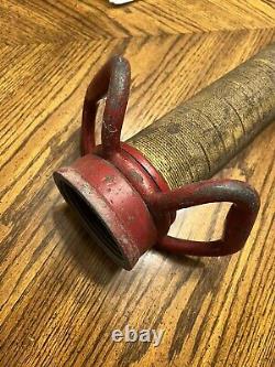 Vtg Antique Made In USA Solid Brass Firefighter Fire Hose Nozzle Long Red