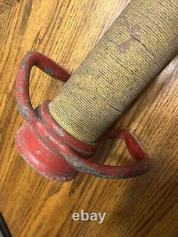 Vtg Antique Made In USA Solid Brass Firefighter Fire Hose Nozzle Long Red