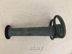 Vtg Elkhart Fire Fighter 10 Brass Fire Hose Nozzle & Handle LPS-200 No-Shock