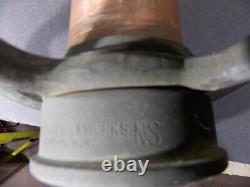 Vtg Solid Brass Powhatan B&I Works Fireman's Fire Truck Hose Nozzle 30 Cannon