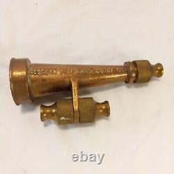 Vtg Western Fire Equipment No 14x570 Brass Forester Nozzle w 3/16, 3/8, 1/4 Tips