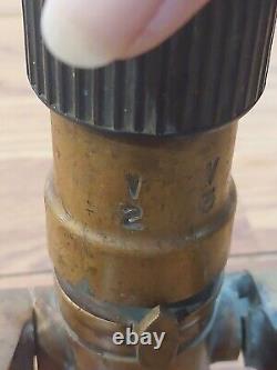 Vtg Wooster Brass Fire Fighter Nozzle 1-5 spray pattern Open/Shut handle Brass
