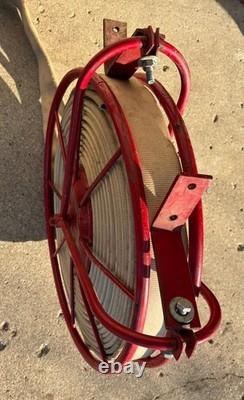 Wirt & Knox Fire Hose Reel with Nozzle Industrial Wall Mount 24 Vintage