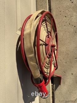 Wirt & Knox Fire Hose Reel with Nozzle Industrial Wall Mount 24 Vintage