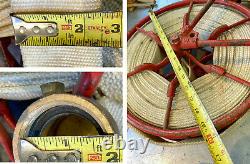Wirt & Knox antique Fire Hose Reel approx 16 Diam. + 2 hose with brass fittings