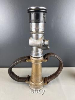 Wooster Brass Vintage Play pipe Fire Nozzle / Leather Strap Handles