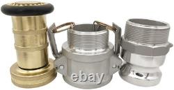 2 NPSH Buse de tuyau d'incendie industrielle en laiton avec 2 x raccords camlock en aluminium de 2 pouces