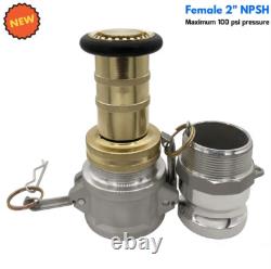 2 Raccords NPSH en laiton pour buse de tuyau d'incendie industrielle avec 2 raccords Camlock et buse à brouillard