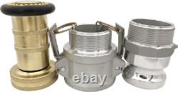 2 Raccords NPSH en laiton pour tuyau d'incendie industriel avec buse à brouillard et 2 raccords Camlock