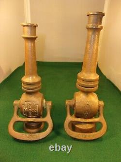 #2 sur 2, EMBOUT DE TUYAU D'INCENDIE COLT 9.5 EN LAITON ANTIQUE, POIGNÉE EN CROUPE