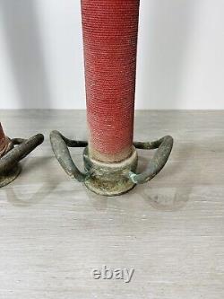 2 tuyaux de pompier vintage en laiton enveloppés de la société UNDERWRITERS avec buse de 30 pouces