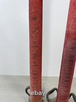 2 tuyaux de pompier vintage en laiton enveloppés de la société UNDERWRITERS avec buse de 30 pouces