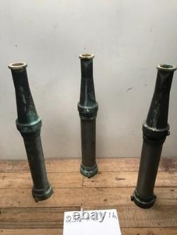 3 Grandes Buses de Tuyau de Feu Vintage Elkhart 23 1/2 pouces de long 1.5000 Patine Verdigris