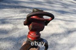 Ancien La France Hyflo Buse en Cuir de Sangle de Camion de Pompiers en Laiton Non Restaurée