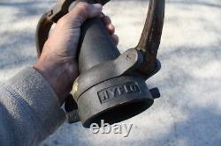 Ancien La France Hyflo Buse en Cuir de Sangle de Camion de Pompiers en Laiton Non Restaurée