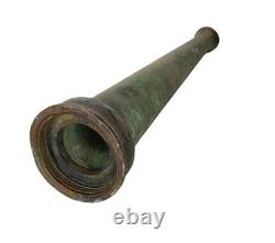 Ancien VFG Buse de Tuyau de Pompier en Bronze Patiné Western Fire Equip Co 8 F USA 10
