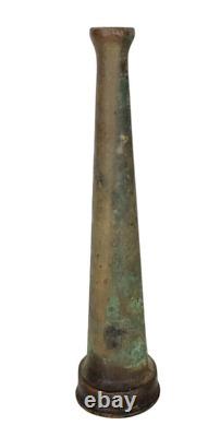 Ancien VFG Buse de Tuyau de Pompier en Bronze Patiné Western Fire Equip Co 8 F USA 10