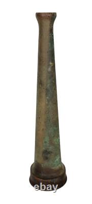 Ancien VFG Buse de Tuyau de Pompier en Bronze Patiné Western Fire Equip Co 8 F USA 10
