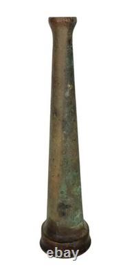 Ancien VTT Bronze Patiné Buse de Pompier Western Fire Equip Co 8 F USA 10