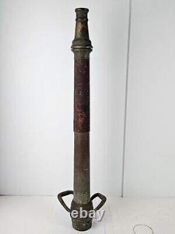 Ancien embout de tuyau de camion de pompier américain en laiton bronze des années 1930, 31,5 cm